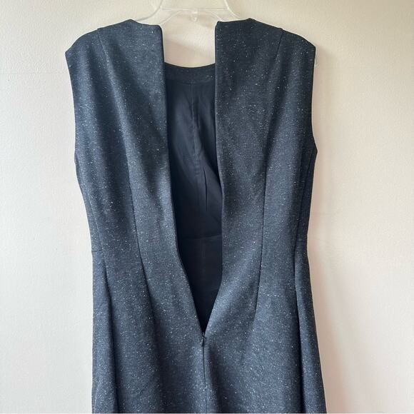 THEORY Dress Wool Blend Sleeveless Fit & Flare Speckled Gray 6 Quiet Luxury - Picture 5 of 12
